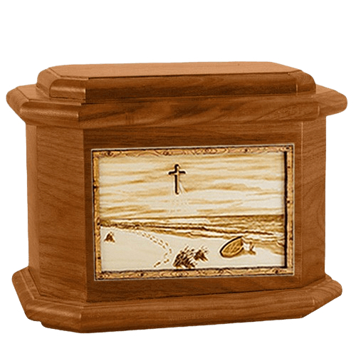 Footprints Mahogany Octagon Cremation Urn