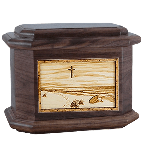 Footprints Walnut Octagon Cremation Urn