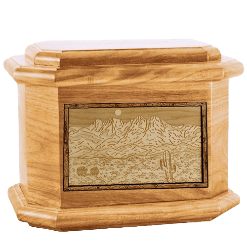 Four Peaks Oak Octagon Cremation Urn