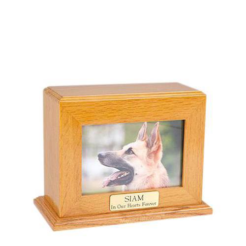 Framed Oak Horizontal Photo Medium Pet Urn