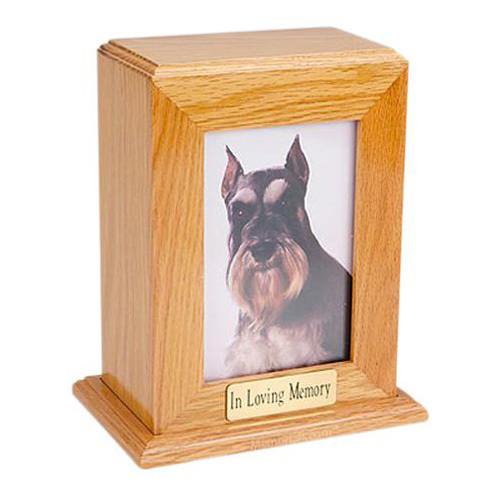 Framed Oak Vertical Photo Large Pet Urn