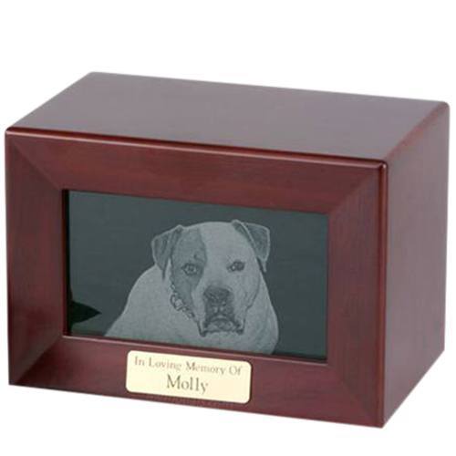 Framed Walnut Marble Photo Pet Urn