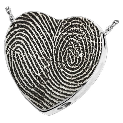 Full Heart 14k White Gold Cremation Print Keepsake