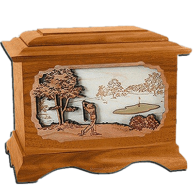Golf Mahogany Cremation Urn for Two