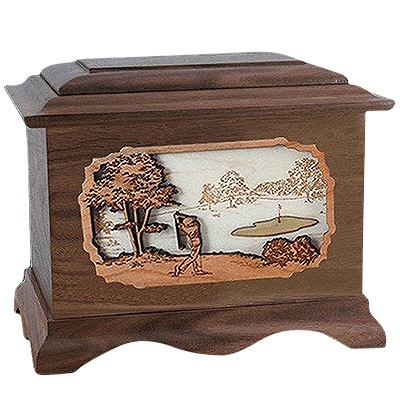 Golf Walnut Cremation Urn For Two