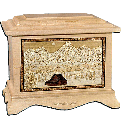 Grand Tetons Maple Cremation Urn For Two
