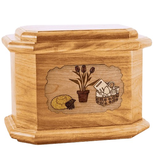 Gardening Oak Octagon Cremation Urn