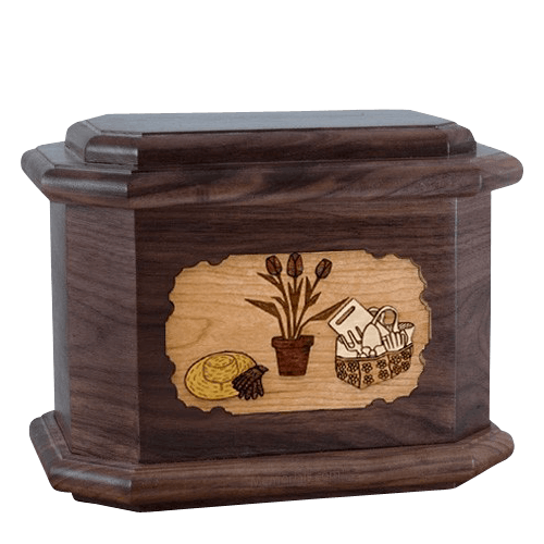 Gardening Walnut Octagon Cremation Urn