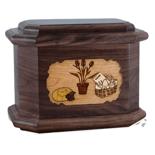 Gardening Walnut Octagon Cremation Urn