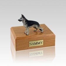 German Shepherd Black & Silver Small Dog Urn