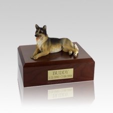 German Shepherd Laying Small Dog Urn