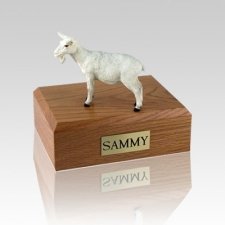 Goat White Medium Cremation Urn