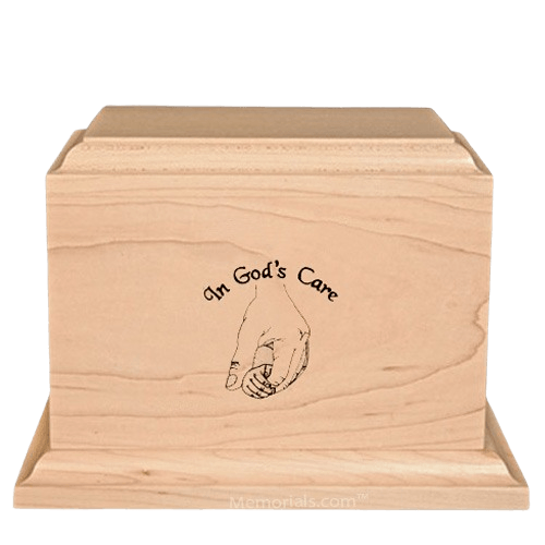 Gods Care Children Wood Urn