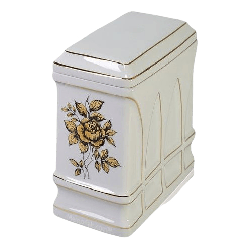 Gold Rose Porcelain Cremation Urn