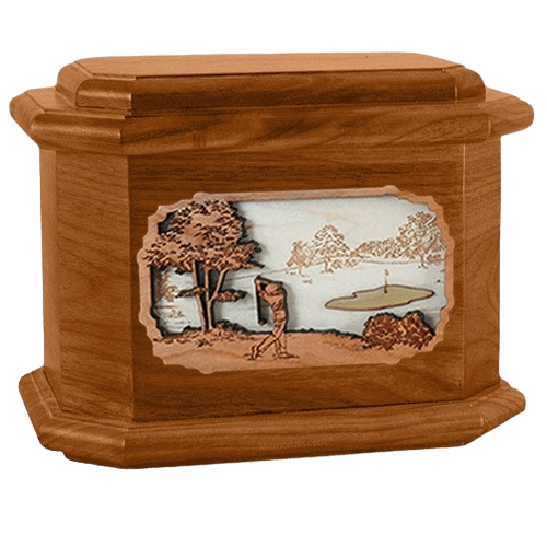 Golf Mahogany Octagon Cremation Urn