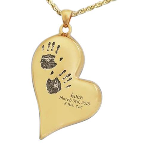 Graceful Heart 14k Gold Cremation Print Keepsake