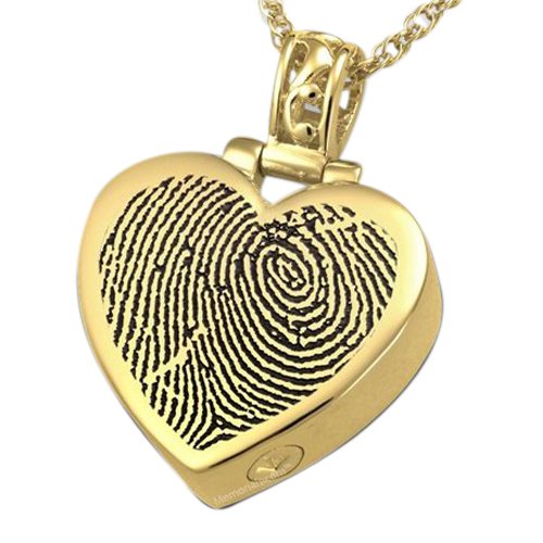 Grand Heart 14k Gold Cremation Print Keepsake