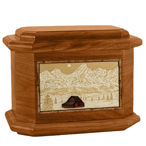 Grand Tetons Mahogany Octagon Cremation Urn