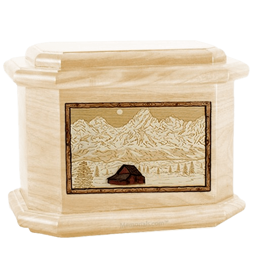 Grand Tetons Maple Octagon Cremation Urn