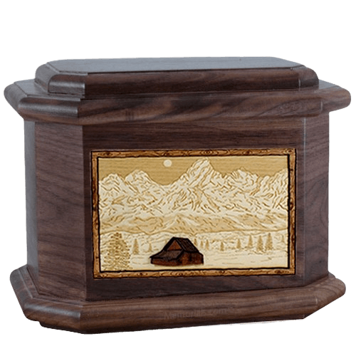 Grand Tetons Walnut Octagon Cremation Urn