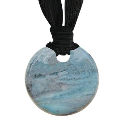 Gray Blue Cremation Ashes Pendant