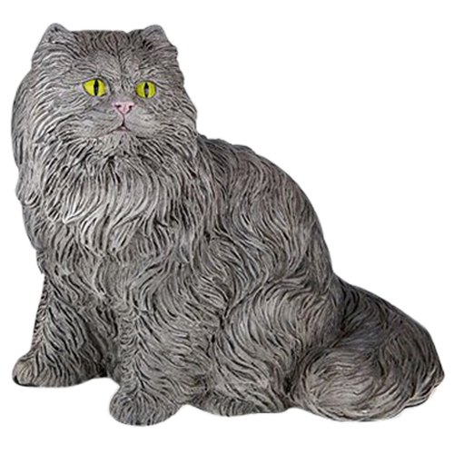 Gray Longhair Cat Cremation Urn