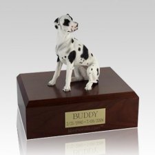 Great Dane Harlequin Ears Down Dog Urns