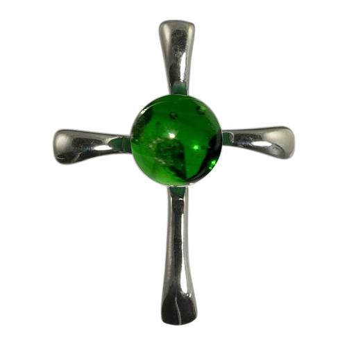 Green Cross Cremation Ash Pendant