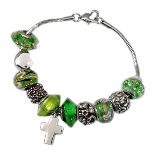 Green Cross Cremation Bracelet