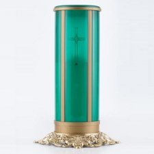 Green Cross Filigree Memorial Candle