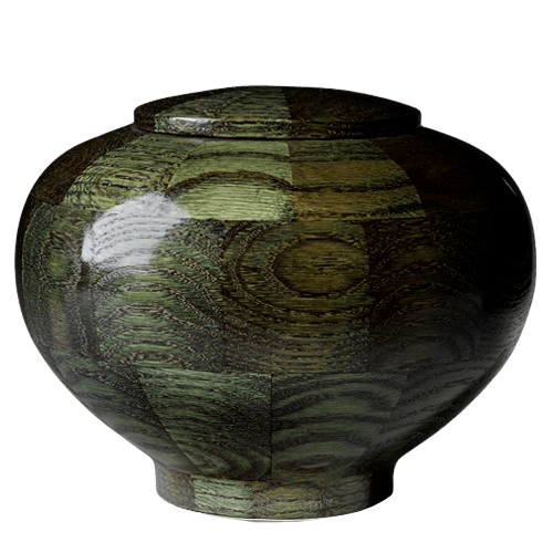 Green Large Wood Urn