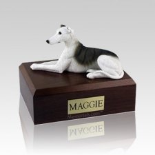 Greyhound White & Brindle Large Dog Urn