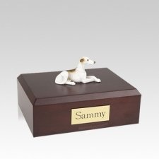 Greyhound White & Brindle Laying Medium Dog Urn