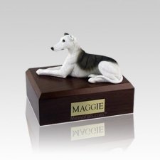 Greyhound White & Brindle Small Dog Urn