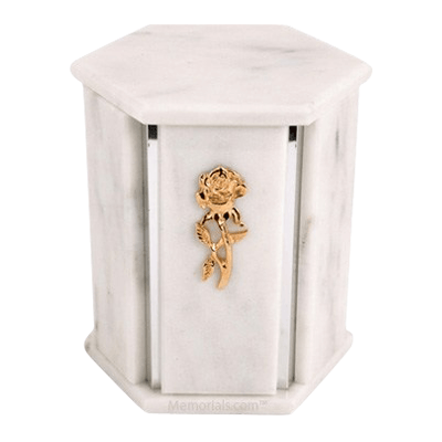 Hexagon Silver White Carrara Marble Urn