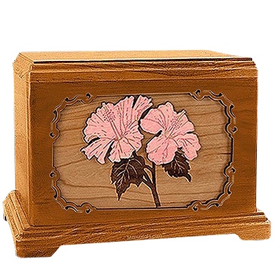 Hibiscus Mahogany Cremation Urn for Two