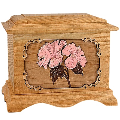 Hibiscus Oak Cremation Urn for Two