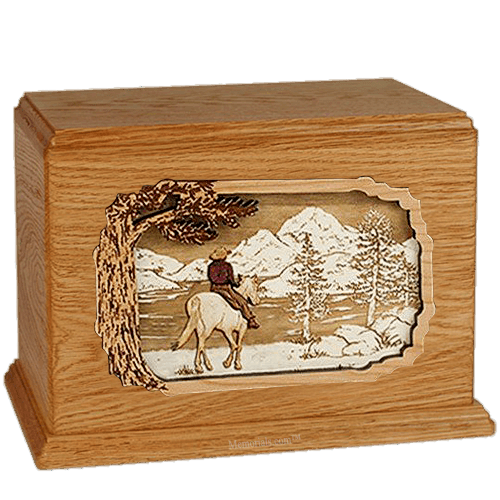 Horse & Lake Mahogany Companion Urn