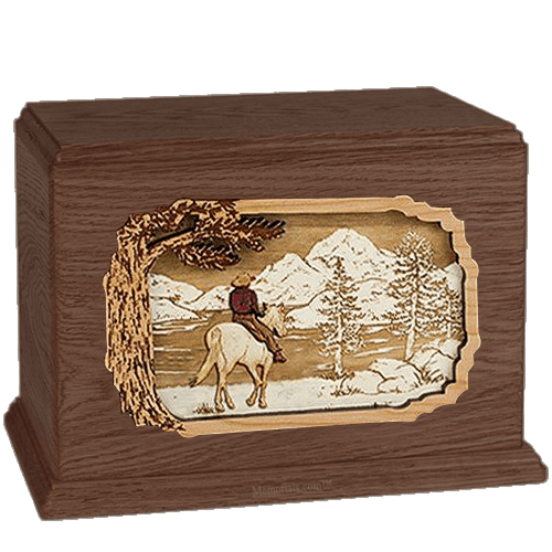 Horse & Lake Walnut Companion Urn