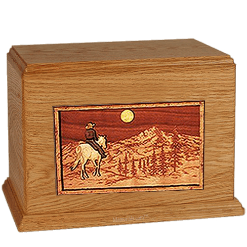 Horse & Mountain Mahogany Companion Urn