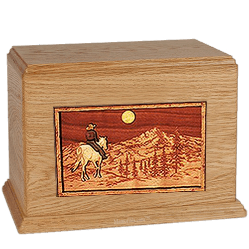 Horse & Mountain Oak Companion Urn