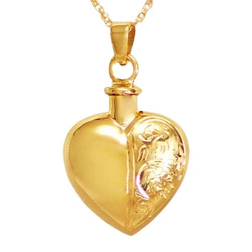 Half Etched Heart Keepsake Pendant IV