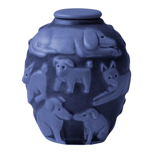Happy Dog Cobalt Cremation Urn