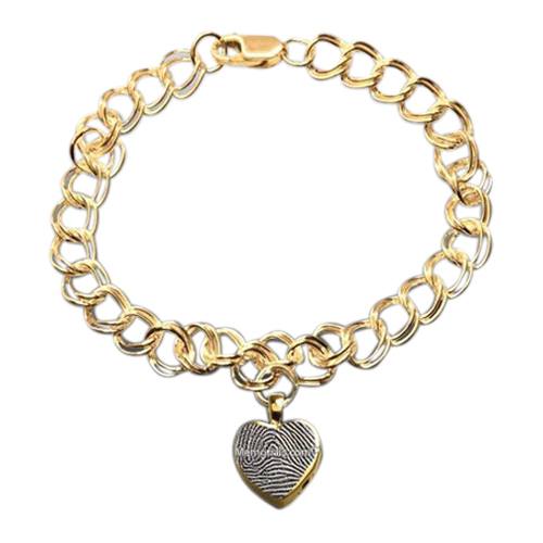 Heart 14k Gold Cremation Print Bracelet