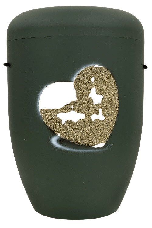 Heart Biodegradable Urn in Green