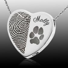 Heart Name & Paw Print Cremation Keepsakes