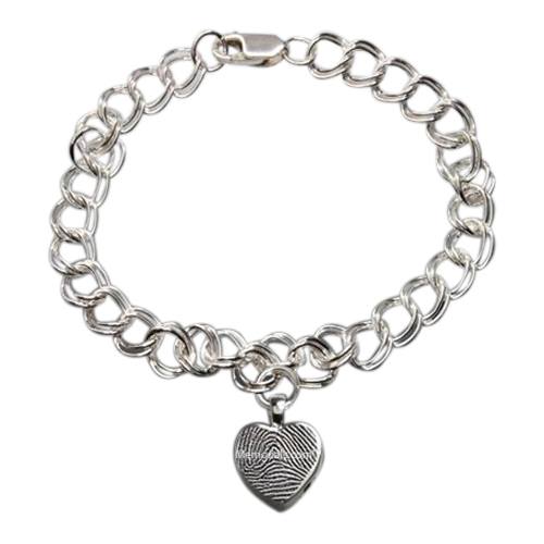 Heart Sterling Cremation Print Bracelet