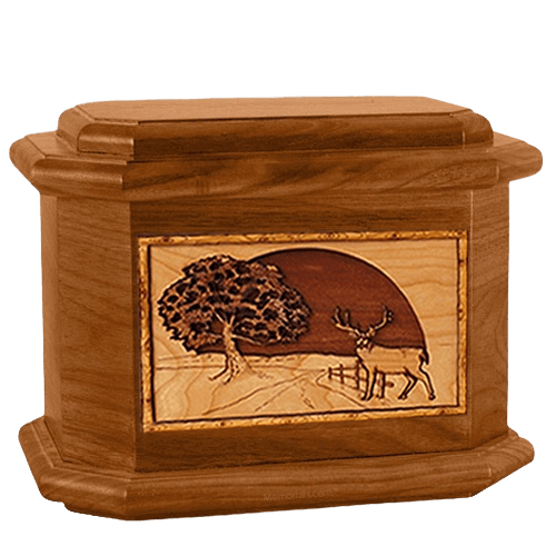 Heartland Deer Mahogany Octagon Cremation Urn