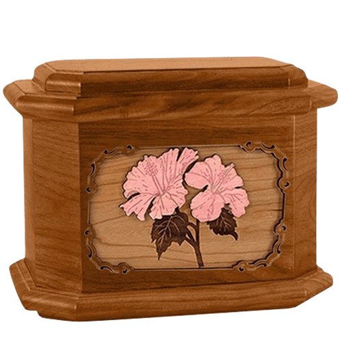 Hibiscus Mahogany Octagon Cremation Urn