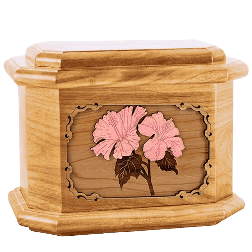 Hibiscus Oak Octagon Cremation Urn